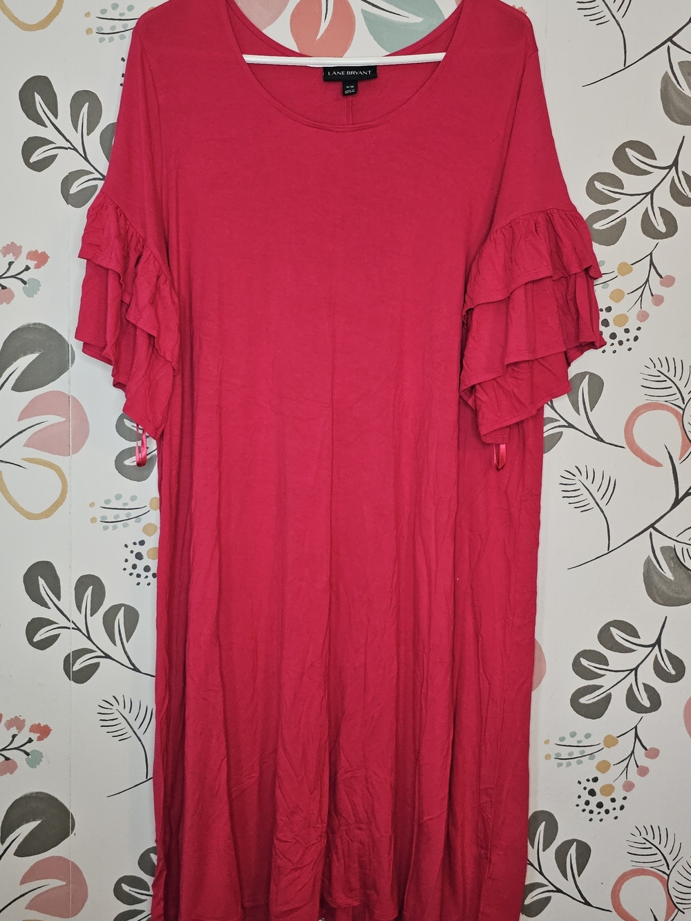 Lane Bryant Hot Pink Ruffle Sleeve Dress 18/20